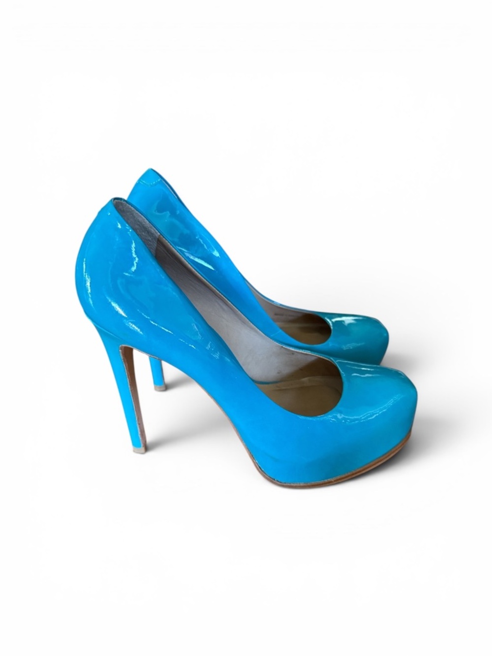 Pour La Victoire Turquoise Patent Platform Pumps